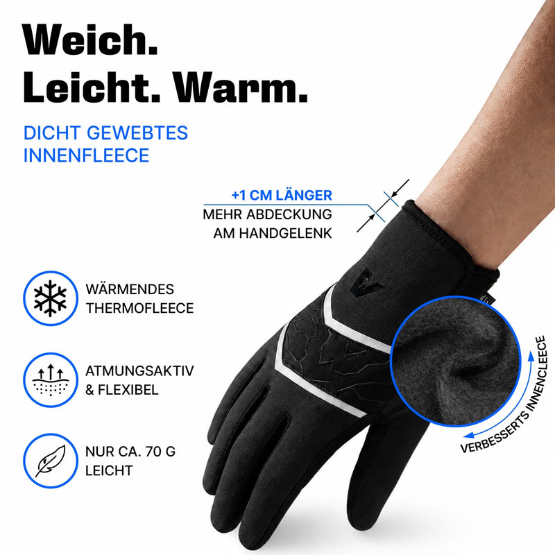 PolarTherm 2.0 in Schwarz: weiches Innenfleece und längeres Bündchen