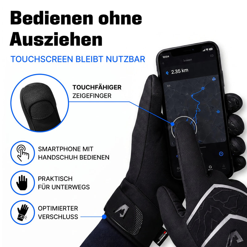 PolarTherm 2.0 in Schwarz: Smartphone mit Touchscreen-Zeigefinger bedienen