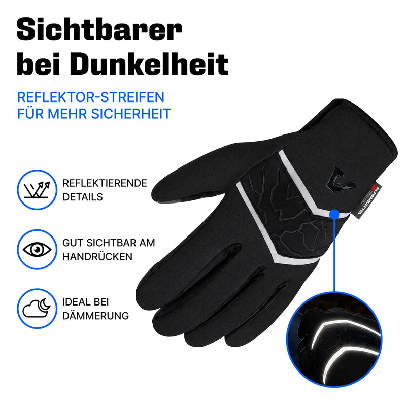 PolarTherm 2.0 in Schwarz: Reflexionsstreifen am Handrücken für Sichtbarkeit im Dunkeln