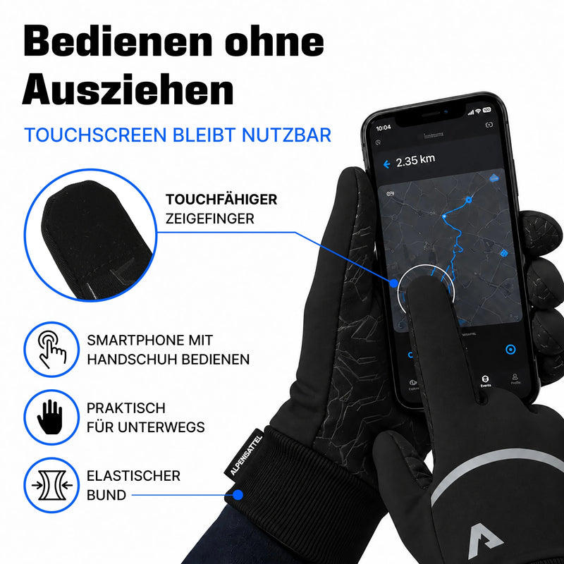 Thermo Handschuhe 3.0 in Schwarz: Smartphone mit Touchscreen-Zeigefinger bedienen