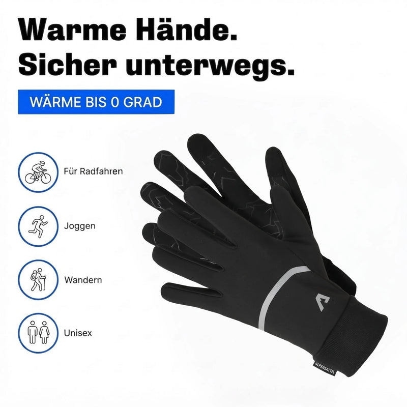 Thermo Handschuhe 3.0 in Schwarz: warm bis 0 °C, für Radfahren, Joggen und Wandern