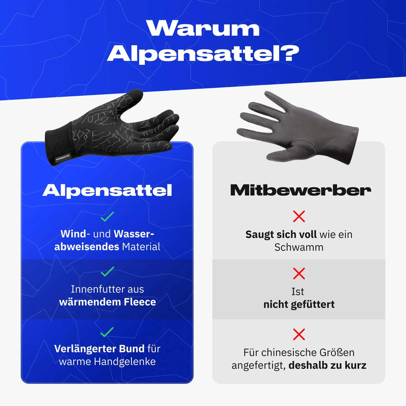 Thermo Handschuhe 2.0 + Thermo Mütze + Schlauchschal + Reflektoren Aufkleber - Alpensattel.de
