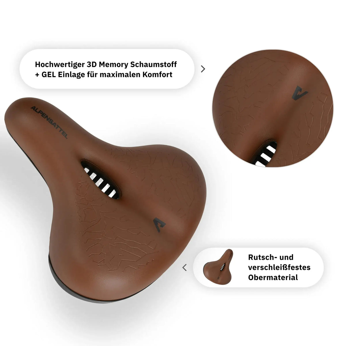 Alpensattel Komfort+ Braun 3D Memory Maximaler Komfort