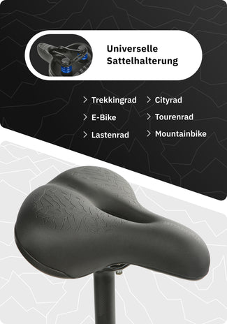 Alpensattel 3.0 Komfort + Fahrradsattel universelle Sattelhalterung 