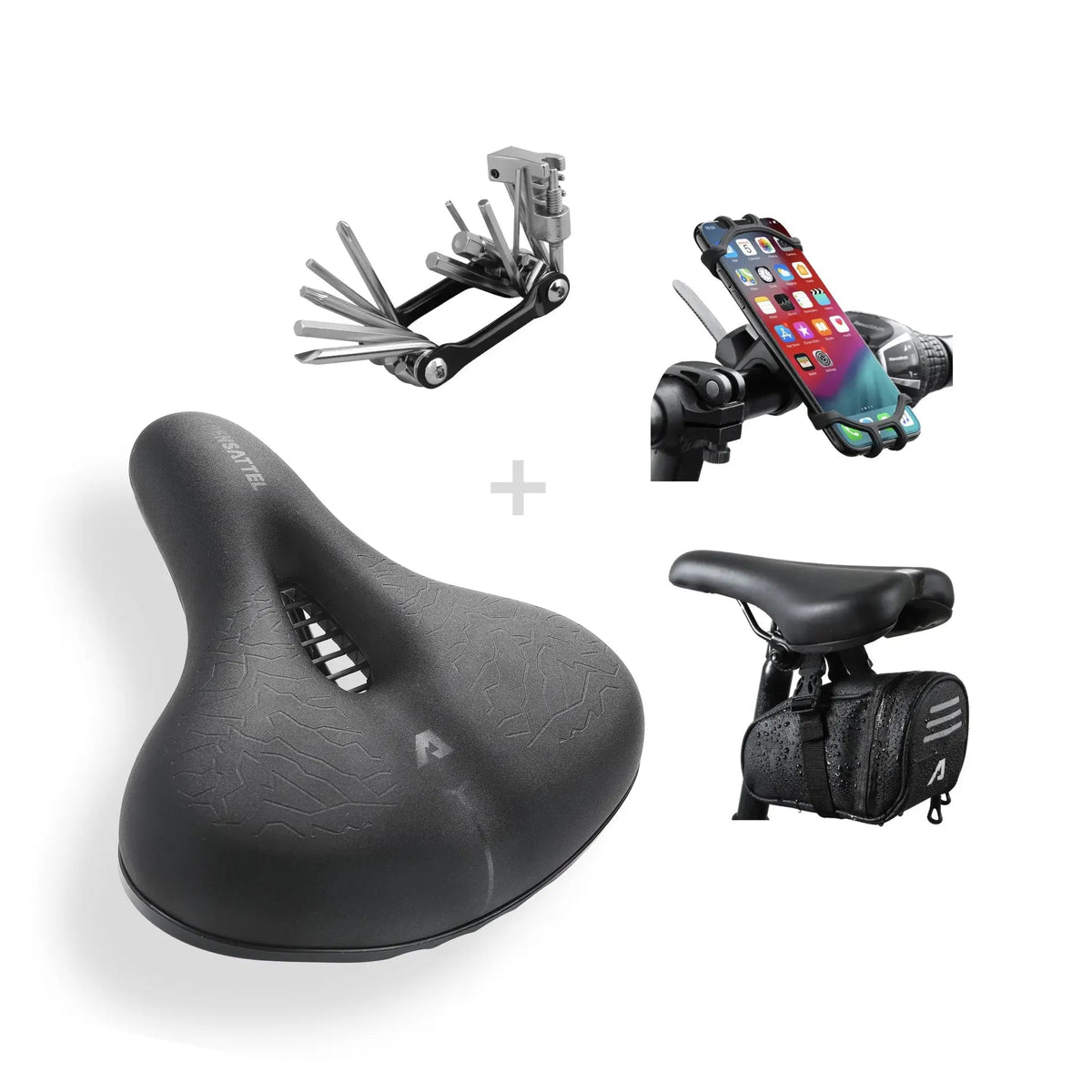 fahrradsattel spanner Spar Bundle L Komfort+ – Sattel, Tasche, Multitool & Halter Farbe:Wacholdergrün Polar M460 GPS-Bikecomputer + Category:MTB Cross_Shimano FH QC300 HM  QR  Centerlock